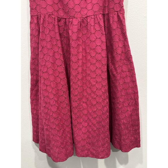 Garnet Hill Pink Eyelet Dress Fuchsia Lace Sundress - Picture 5 of 7
